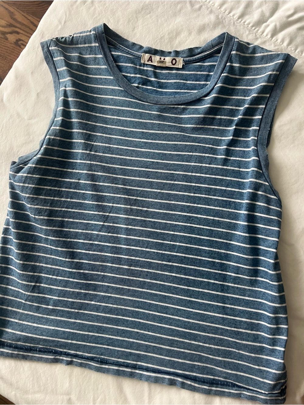 AMO Blue and White Striped Sleeveless Tank. Super cute.